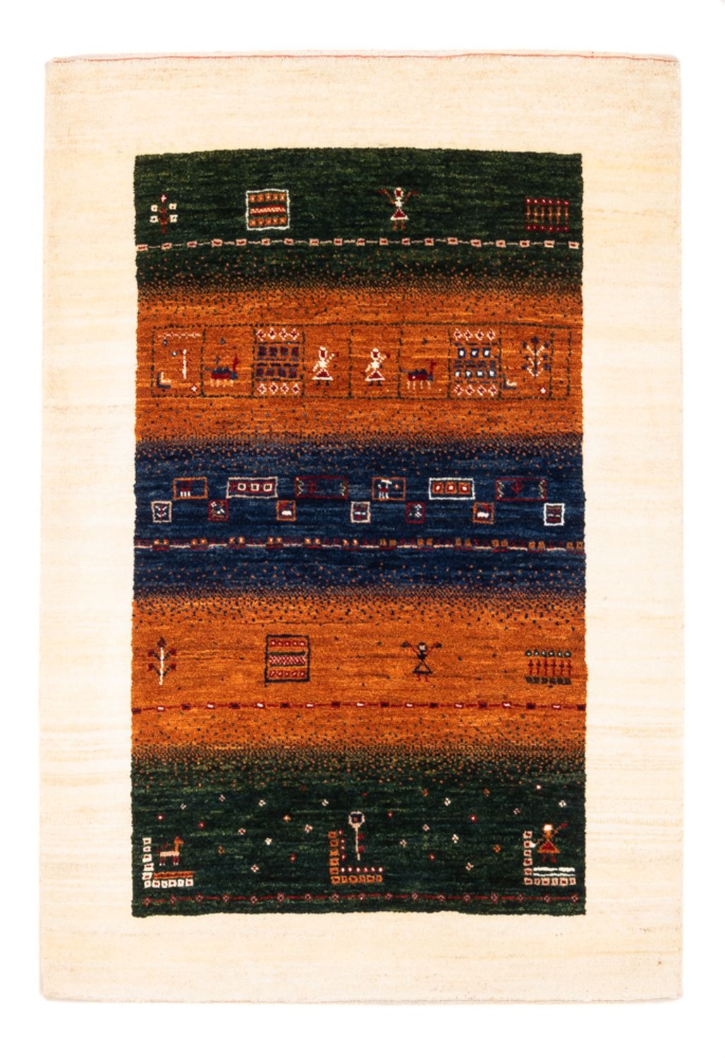 Alfombra Gabbeh - Loribaft Persa - Real - 129 x 88 cm - multicolor