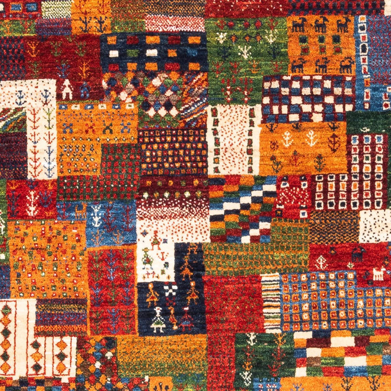 Alfombra Gabbeh - Loribaft Persa - Real cuadrado  - 123 x 110 cm - multicolor