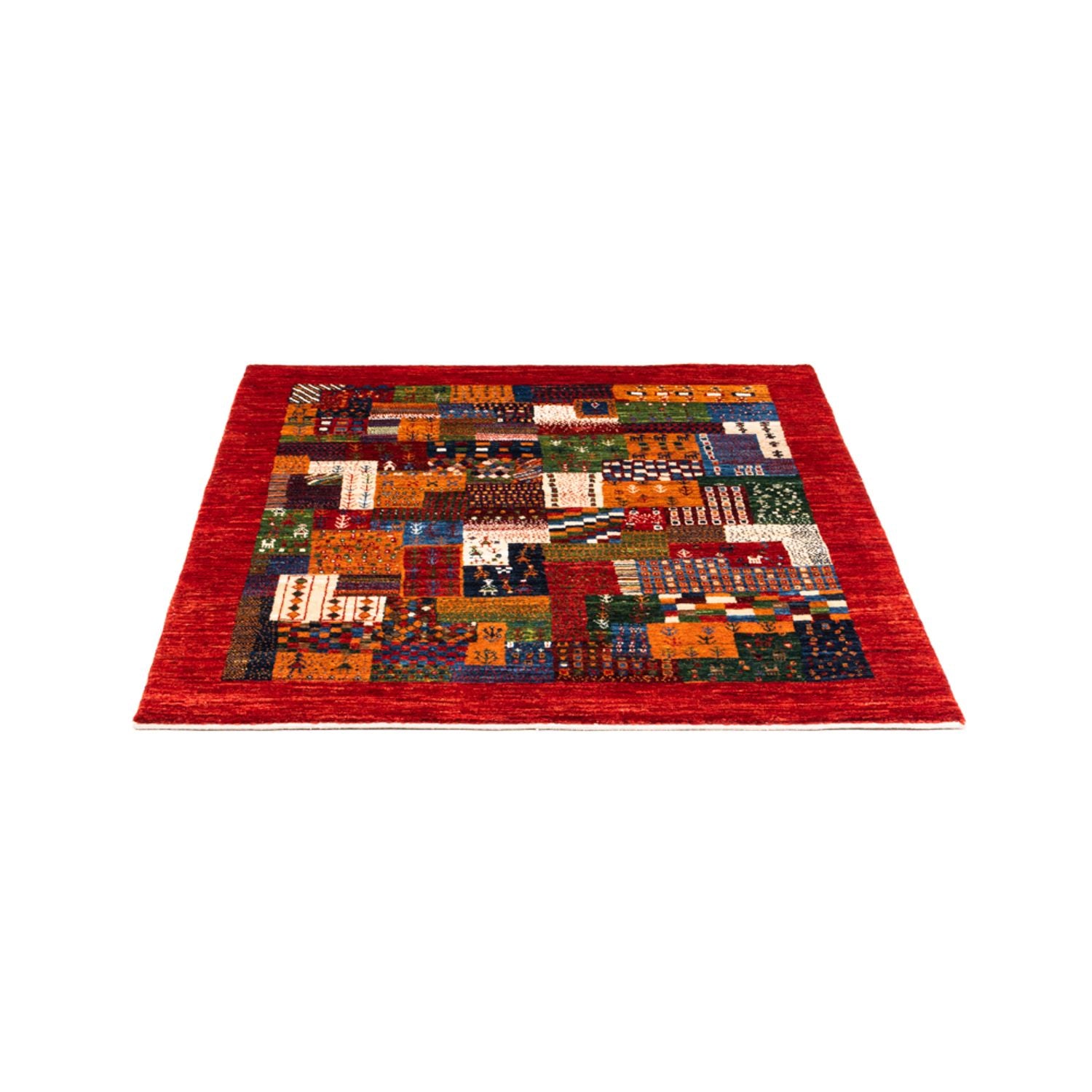 Alfombra Gabbeh - Loribaft Persa - Real cuadrado  - 123 x 110 cm - multicolor