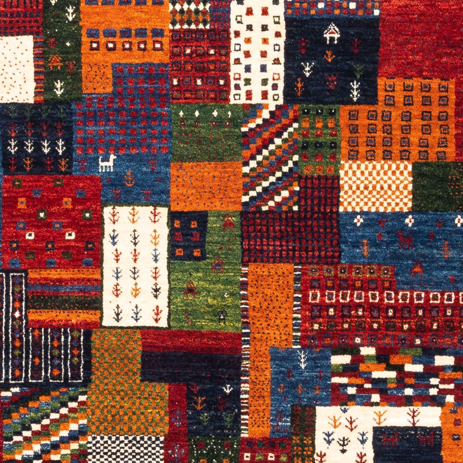Alfombra Gabbeh - Loribaft Persa - Real cuadrado  - 129 x 120 cm - multicolor