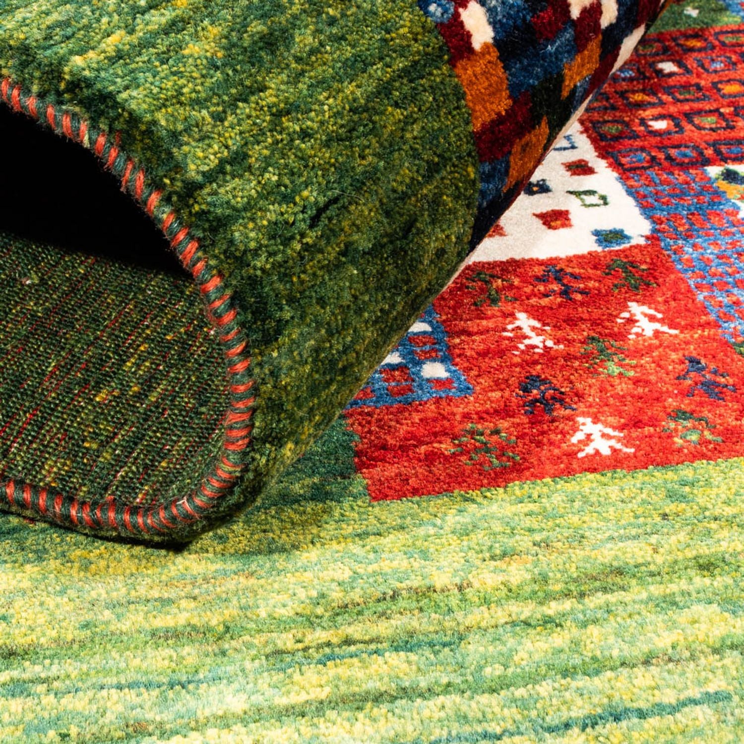 Alfombra Gabbeh - Loribaft Persa - Real cuadrado  - 129 x 120 cm - multicolor