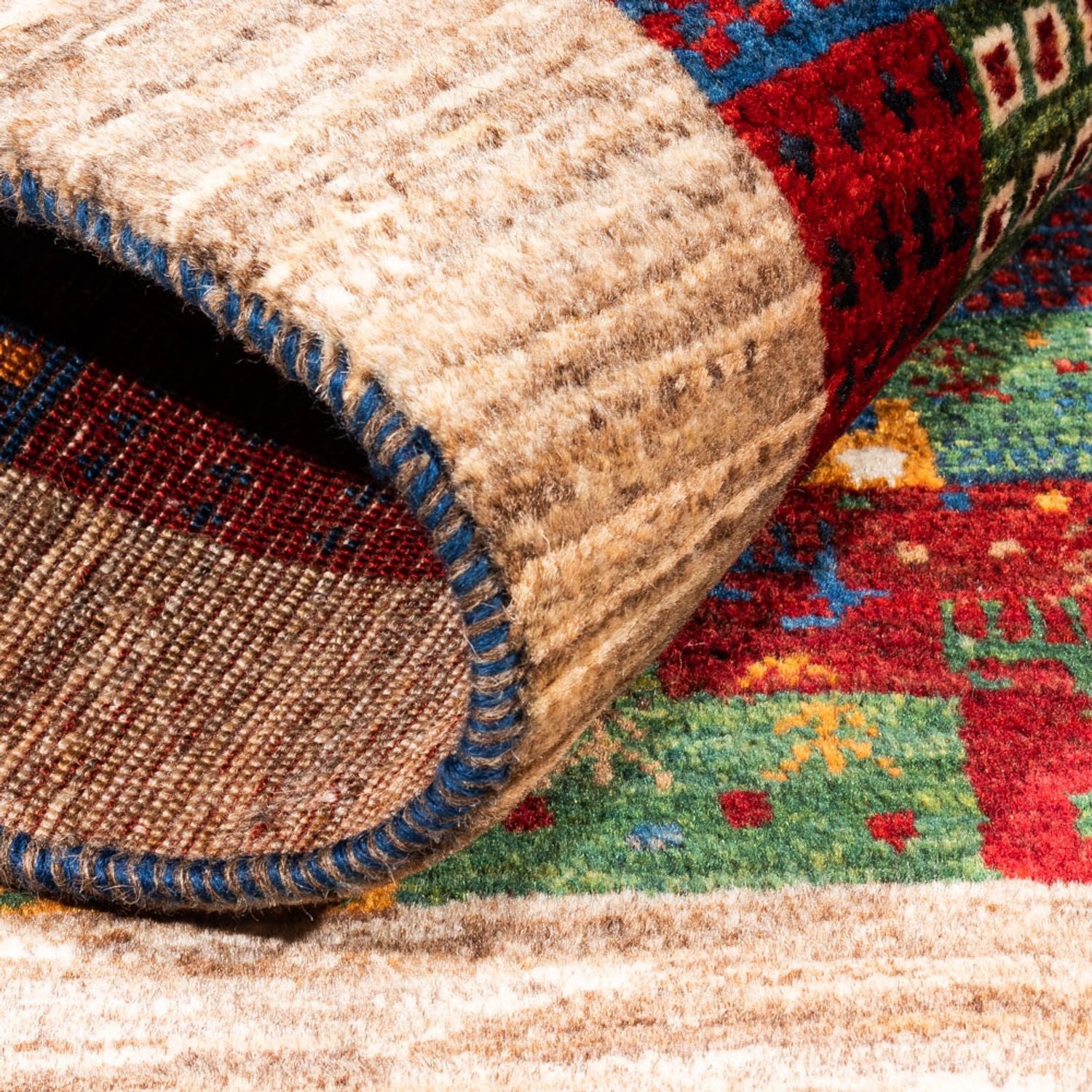Alfombra Gabbeh - Loribaft Persa - Real - 123 x 84 cm - multicolor