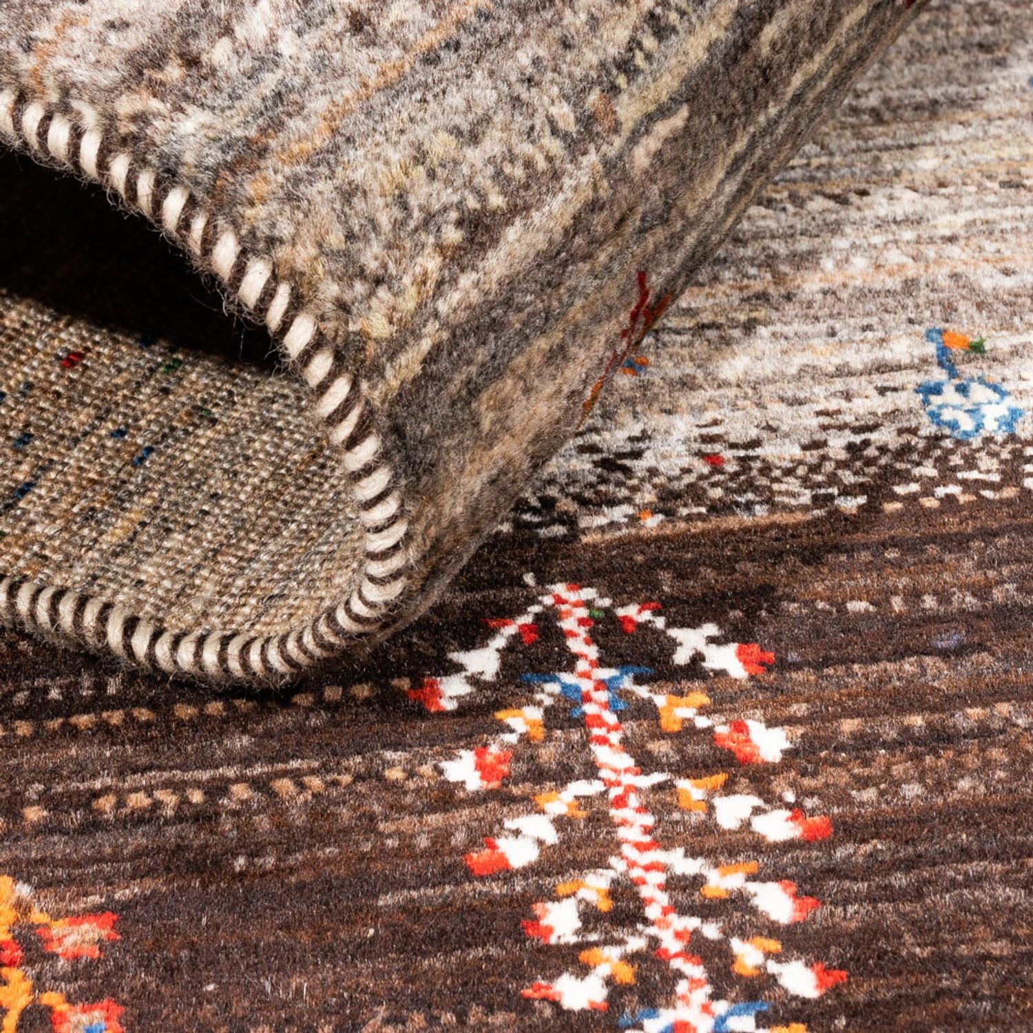 Alfombra Gabbeh - Loribaft Persa - Real - 126 x 85 cm - multicolor