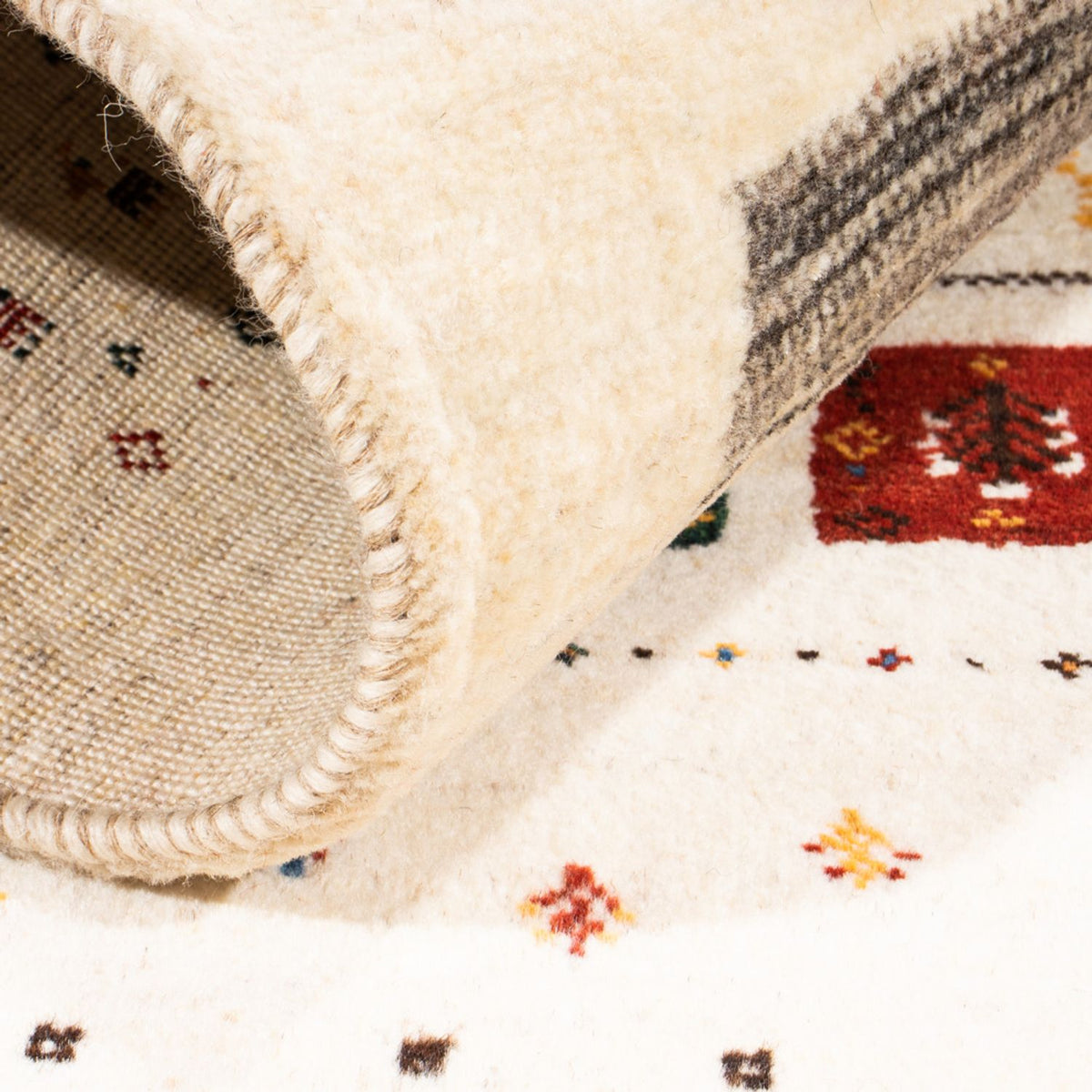 Alfombra Gabbeh - Loribaft Persa - Real - 122 x 78 cm - crema