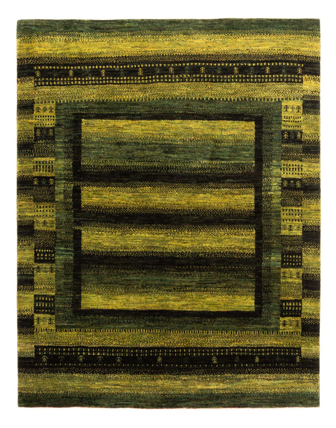 Alfombra Gabbeh - Loribaft Persa - Real - 199 x 154 cm - verde