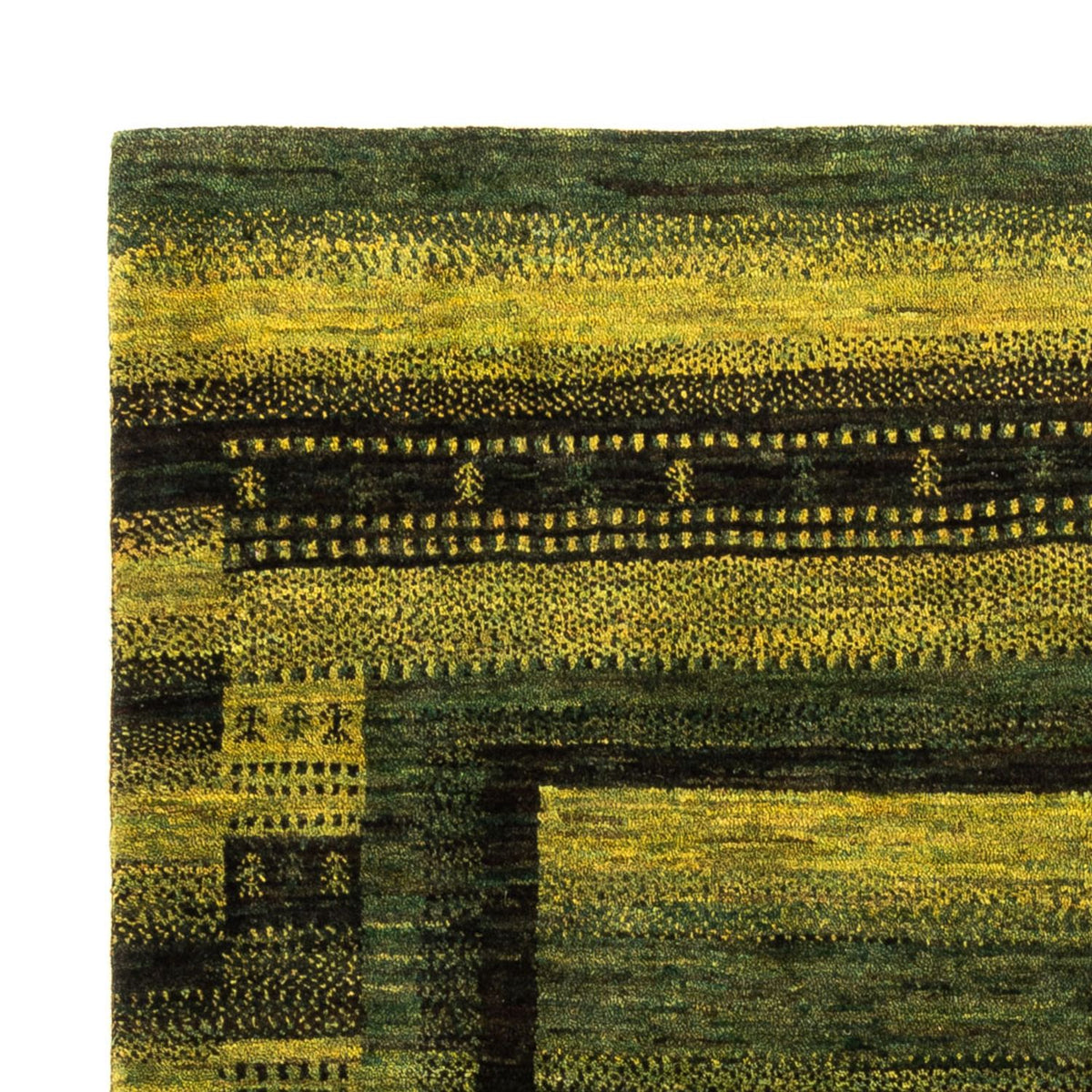 Alfombra Gabbeh - Loribaft Persa - Real - 199 x 154 cm - verde