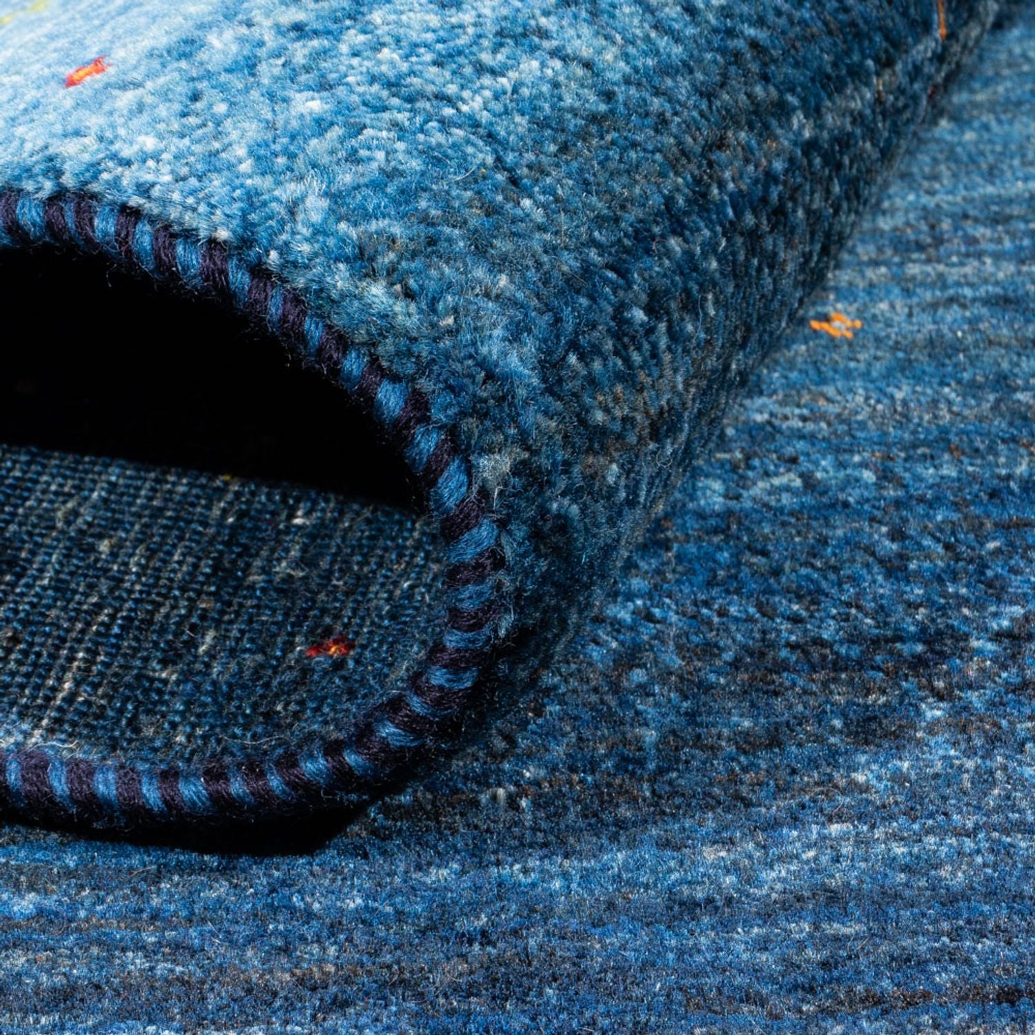 Alfombra Gabbeh - Loribaft Persa - 213 x 144 cm - azul