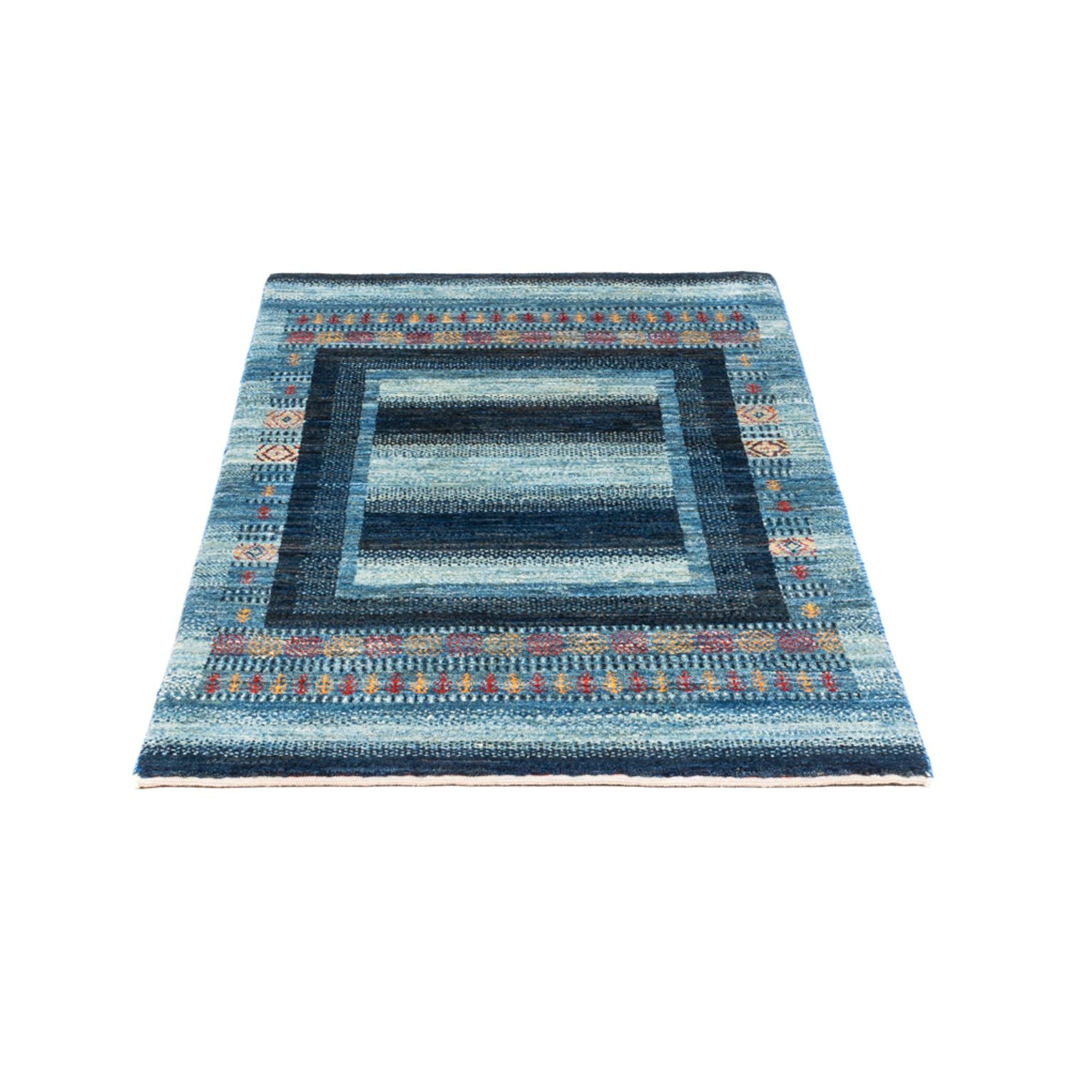 Alfombra Gabbeh - Loribaft Persa - Real - 128 x 78 cm - azul