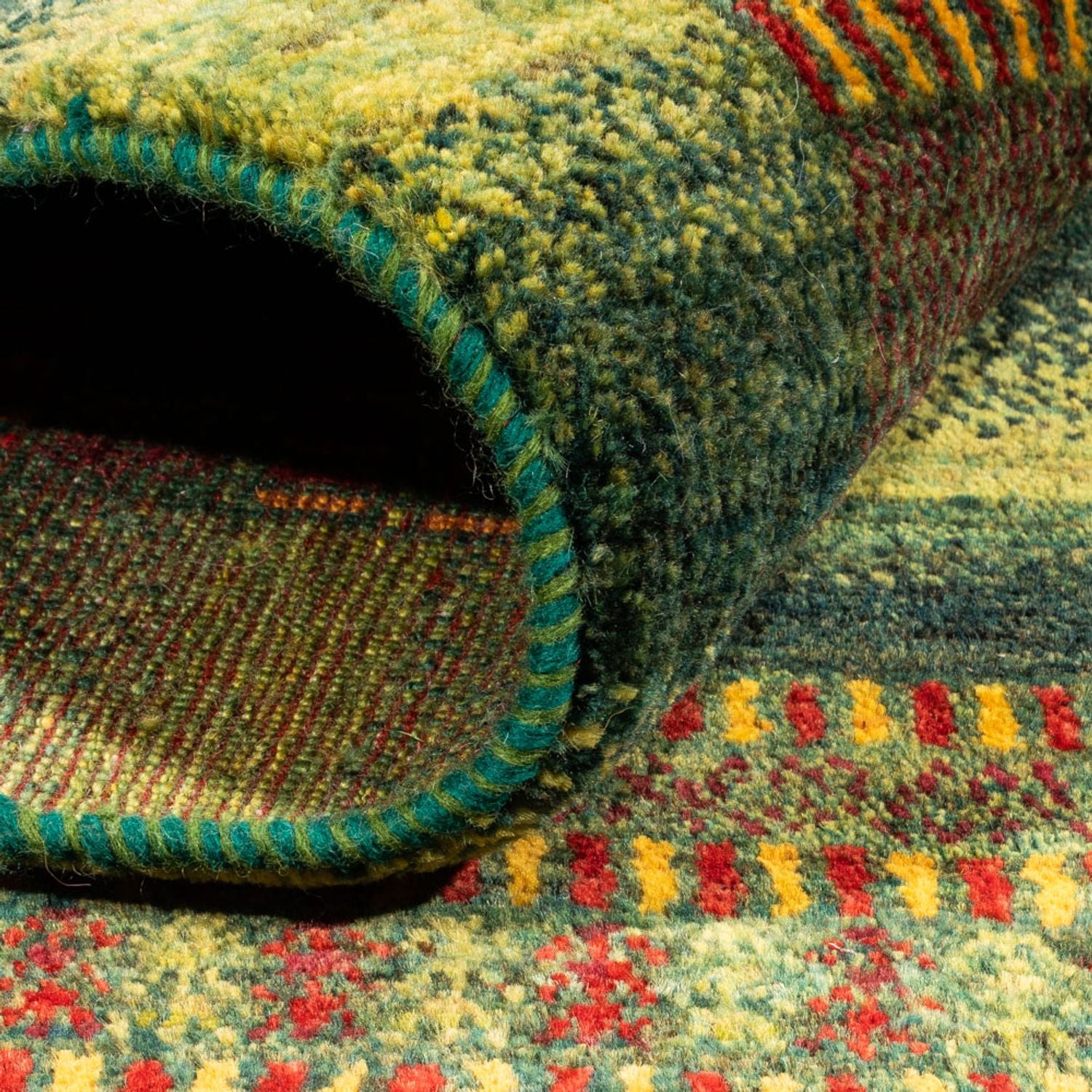 Alfombra Gabbeh - Loribaft Persa - Real - 192 x 165 cm - verde