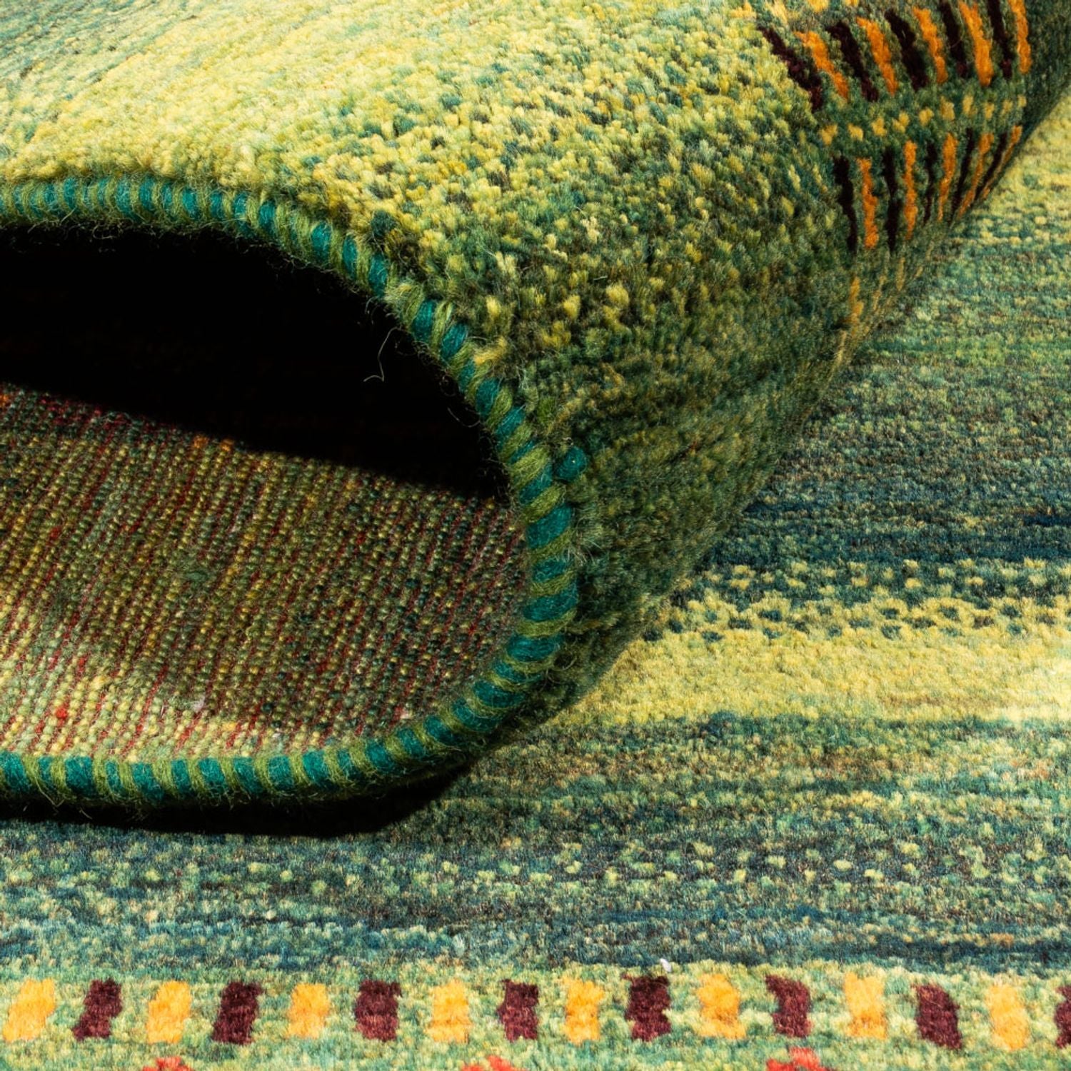Alfombra Gabbeh - Loribaft Persa - Real - 216 x 157 cm - verde