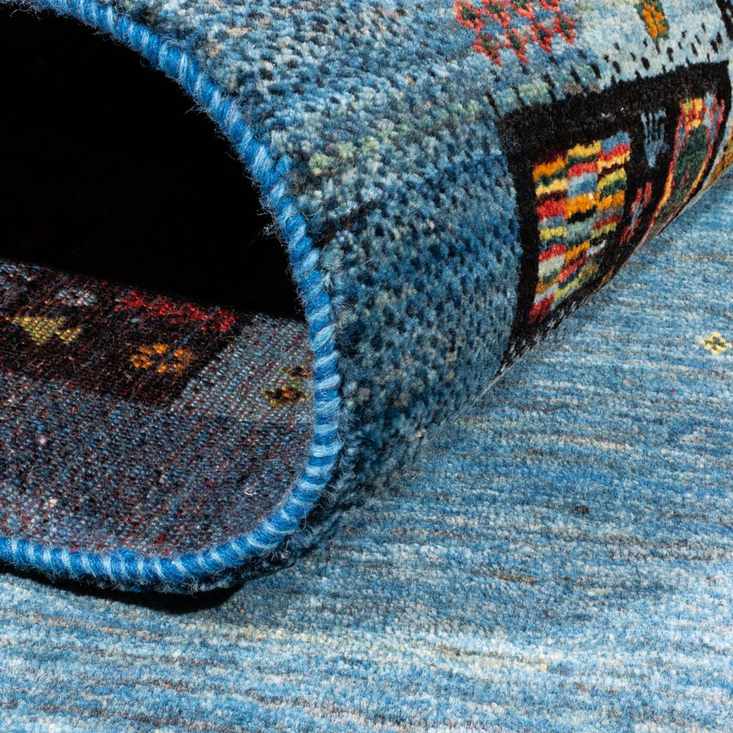Alfombra Gabbeh - Loribaft Persa - Real - 199 x 154 cm - azul