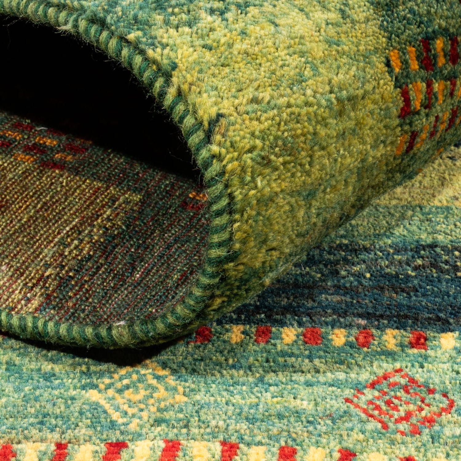 Alfombra Gabbeh - Loribaft Persa - Real - 206 x 152 cm - verde