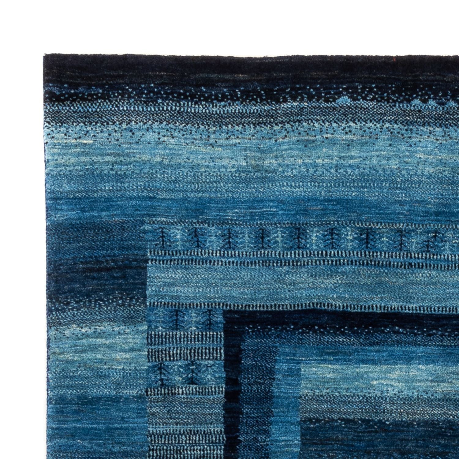 Alfombra Gabbeh - Loribaft Persa - Real - 210 x 150 cm - azul
