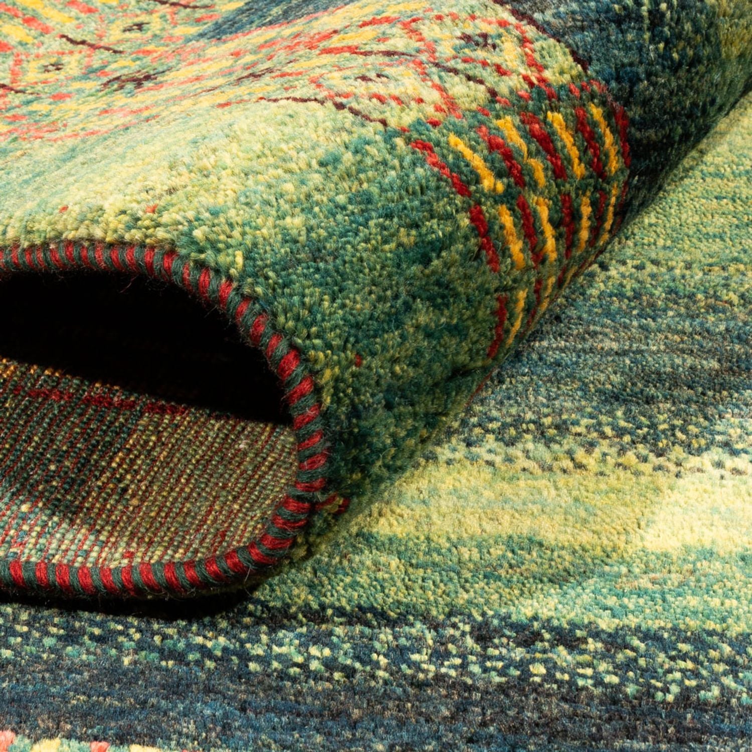 Alfombra Gabbeh - Loribaft Persa - Real - 208 x 163 cm - verde