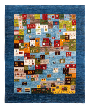 Alfombra Gabbeh - Loribaft Persa - Real - 192 x 159 cm - azul