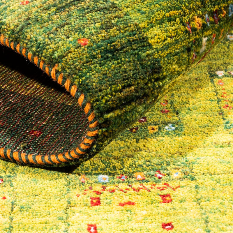Alfombra Gabbeh - Loribaft Persa - Real - 157 x 108 cm - verde claro