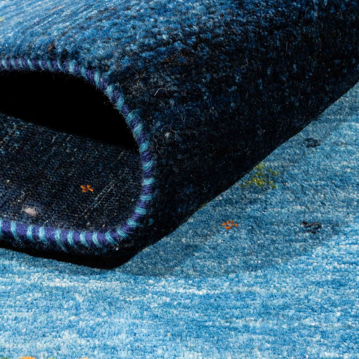 Alfombra Gabbeh - Loribaft Persa - 209 x 152 cm - azul