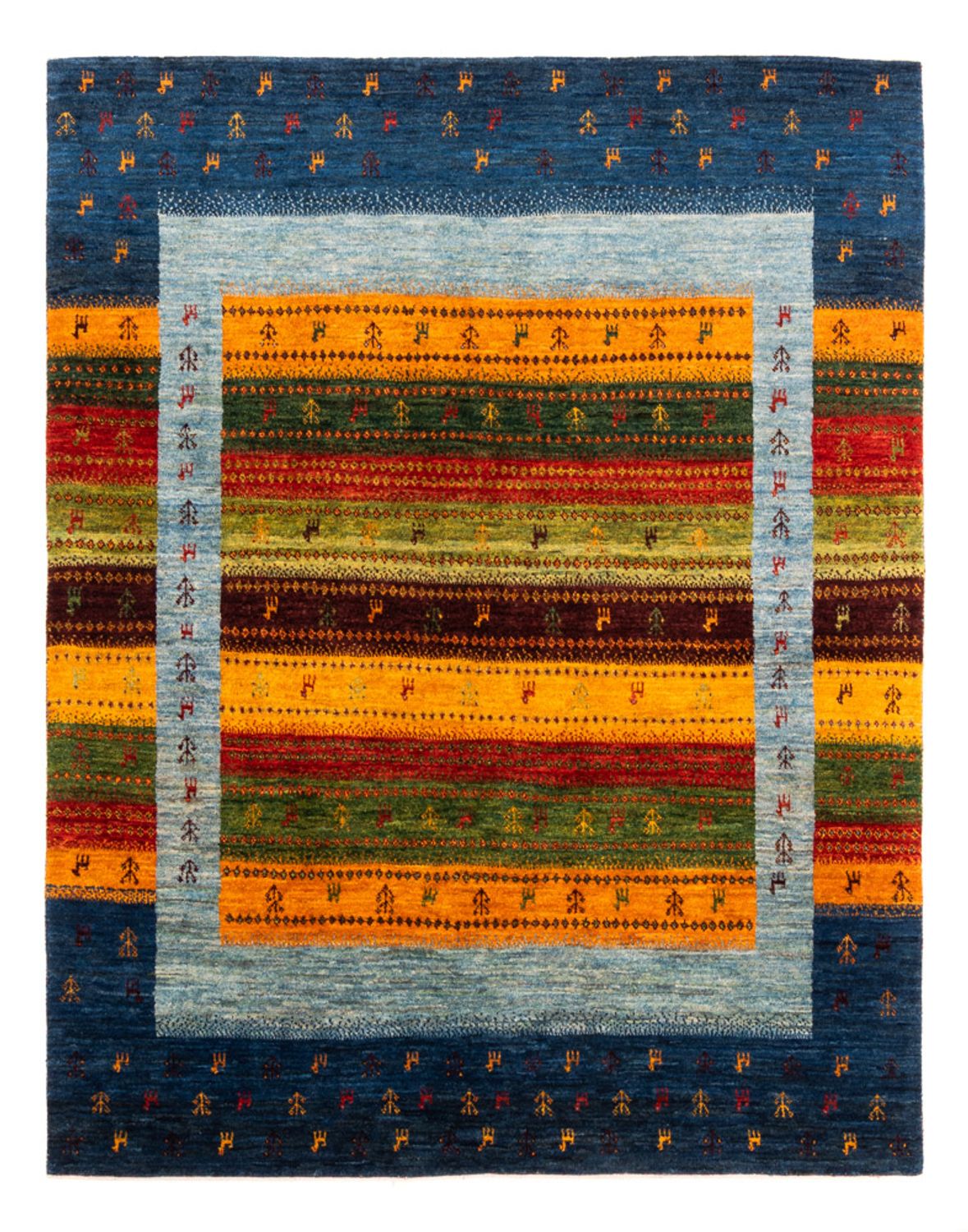 Alfombra Gabbeh - Loribaft Persa - Real - 190 x 147 cm - azul