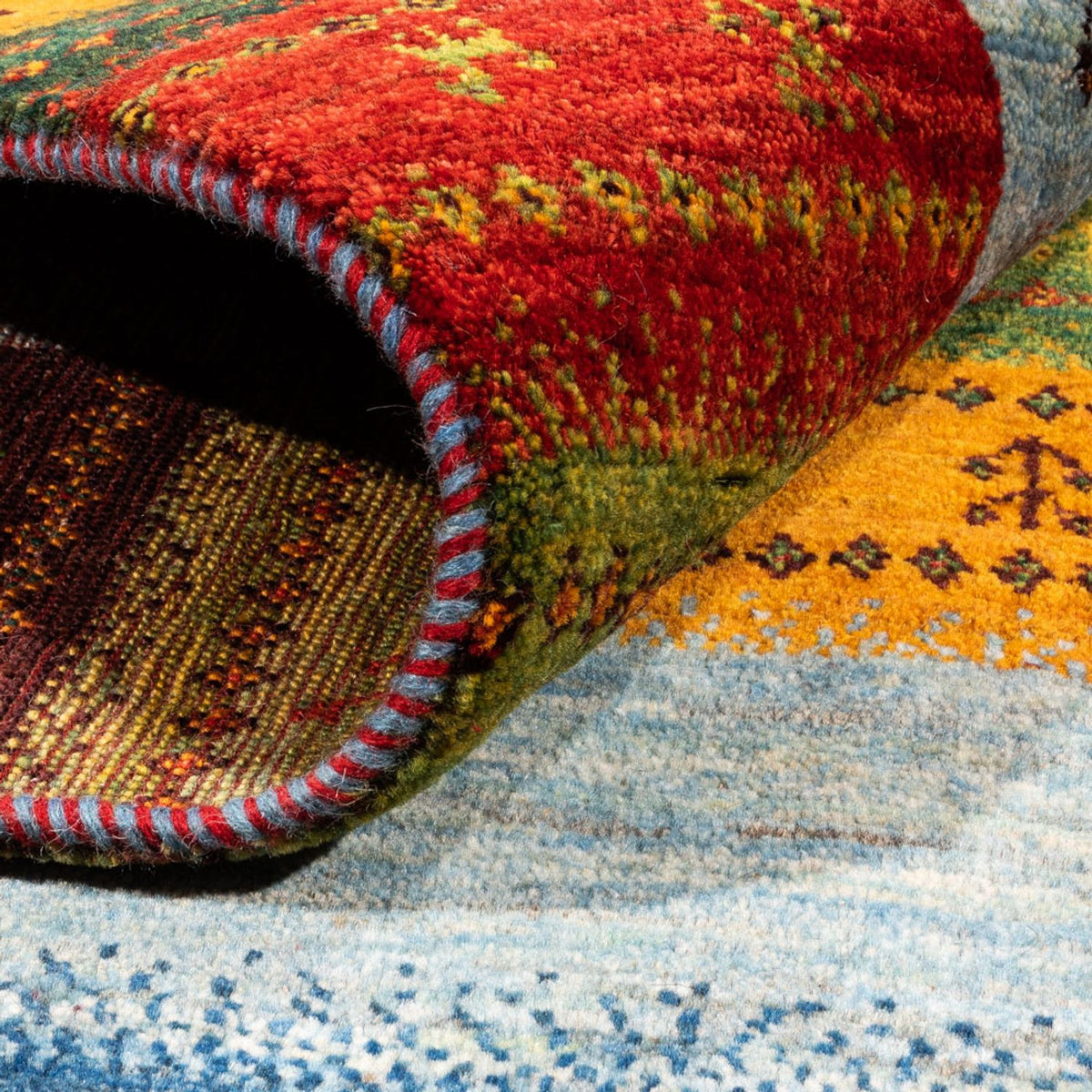 Alfombra Gabbeh - Loribaft Persa - Real - 190 x 147 cm - azul