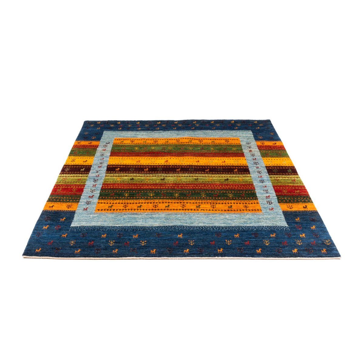Alfombra Gabbeh - Loribaft Persa - Real - 190 x 147 cm - azul