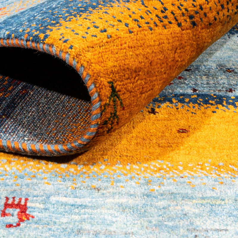 Alfombra Gabbeh - Loribaft Persa - Real - 209 x 144 cm - azul