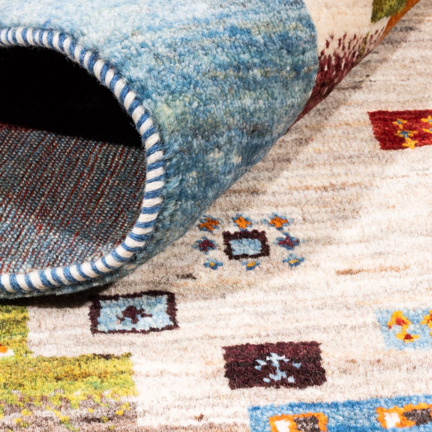 Alfombra Gabbeh - Loribaft Persa - Real - 201 x 150 cm - azul