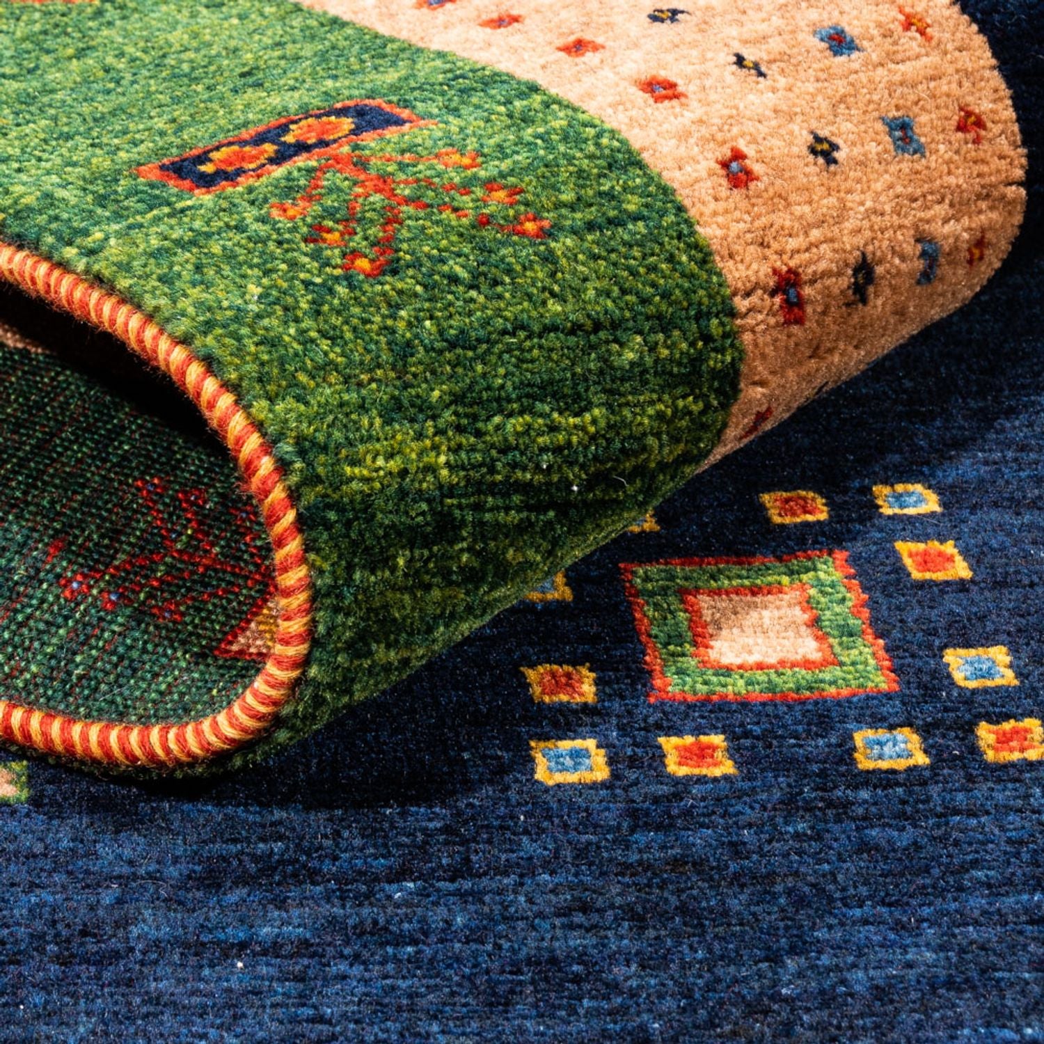 Alfombra de pasillo Alfombra Gabbeh - Persa - 202 x 82 cm - azul oscuro