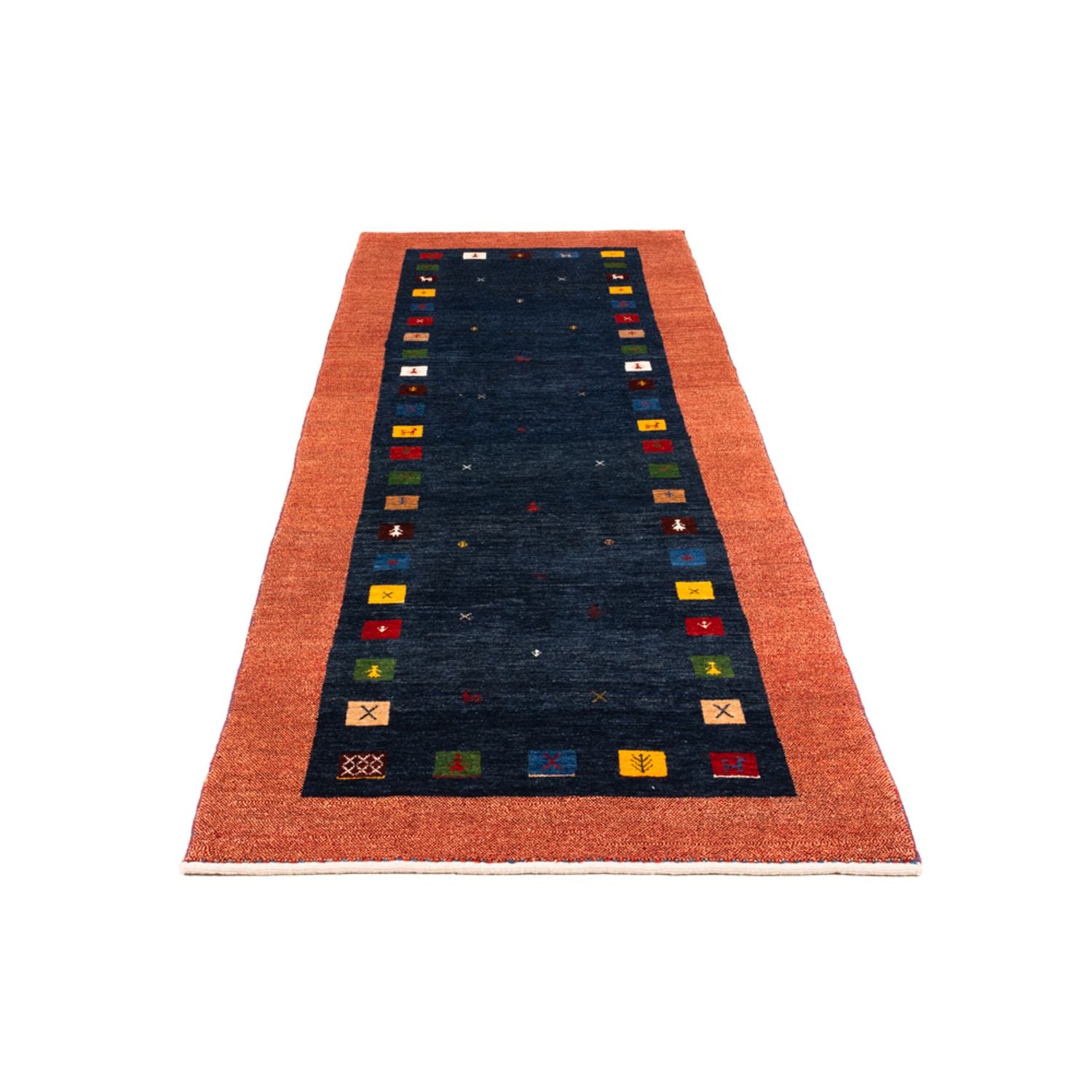 Alfombra de pasillo Alfombra Gabbeh - Persa - 236 x 85 cm - azul oscuro