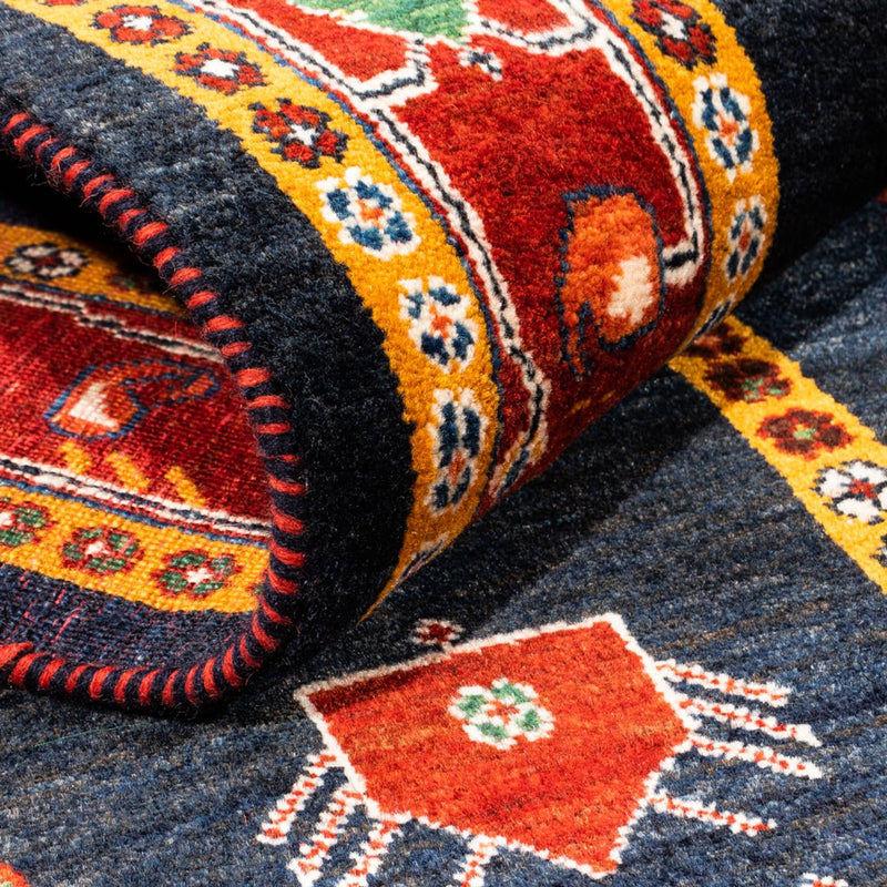 Alfombra Gabbeh - Persa - 235 x 150 cm - azul oscuro