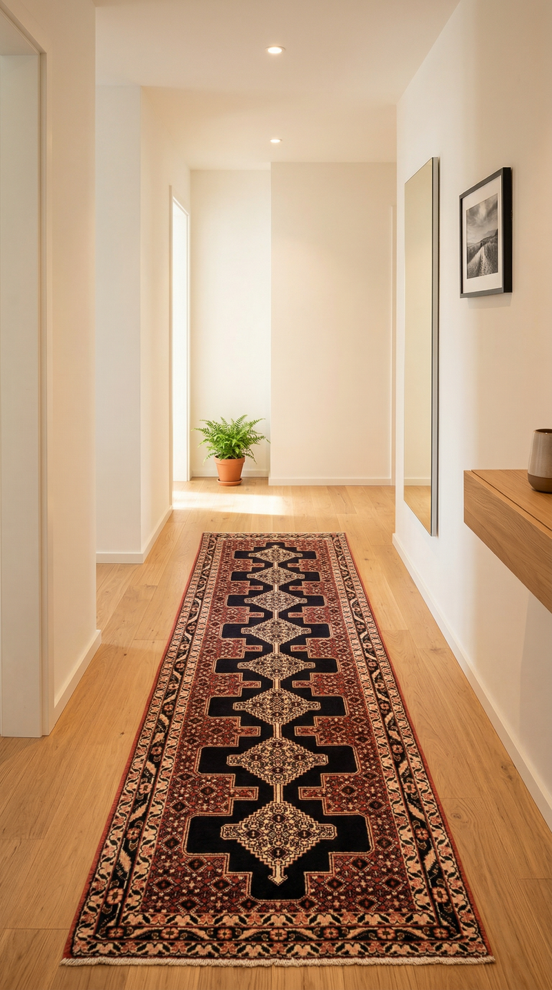 Alfombra de pasillo Alfombra persa - Clásica - 299 x 72 cm - azul oscuro