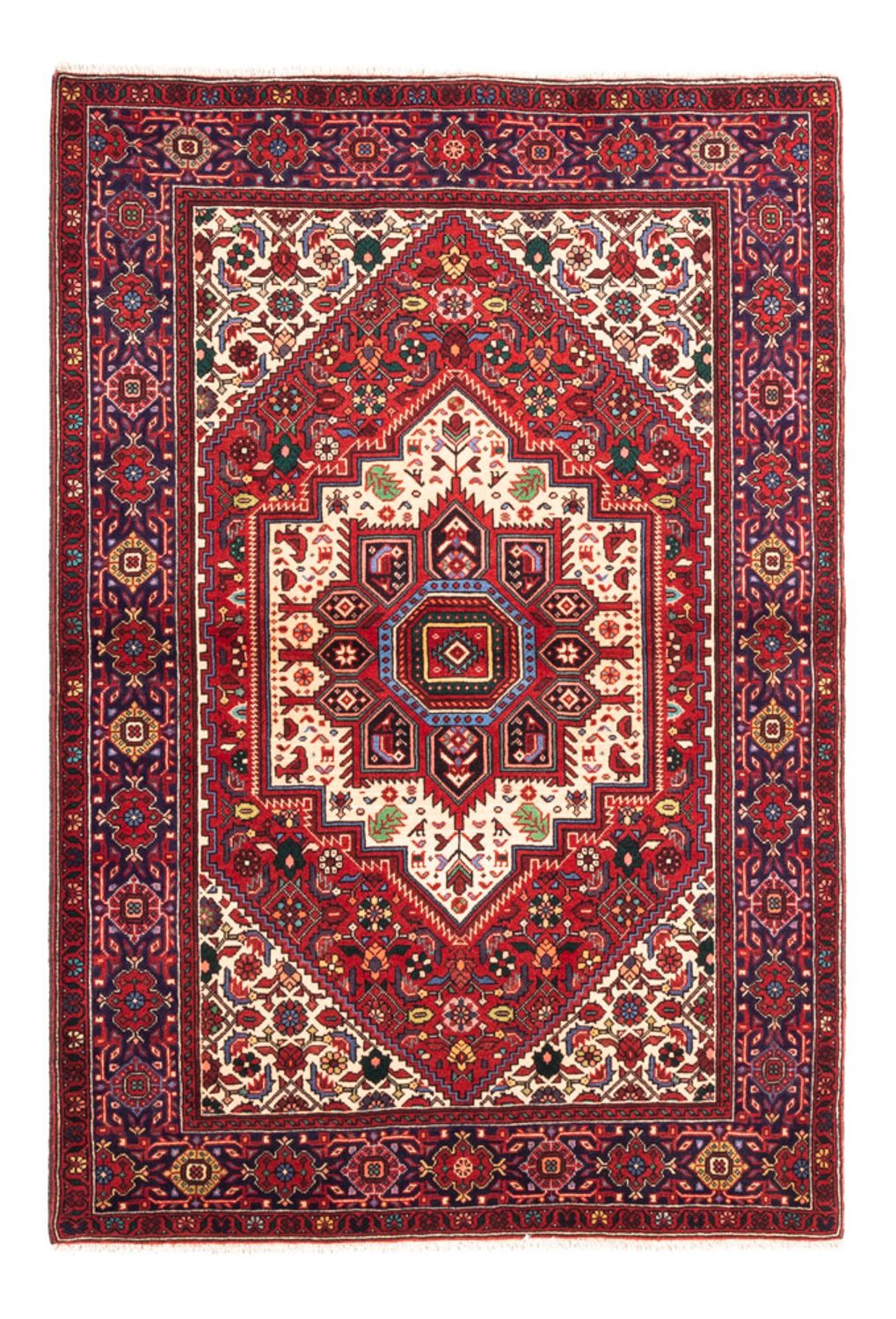 Alfombra persa - Nómada - 144 x 110 cm - rojo