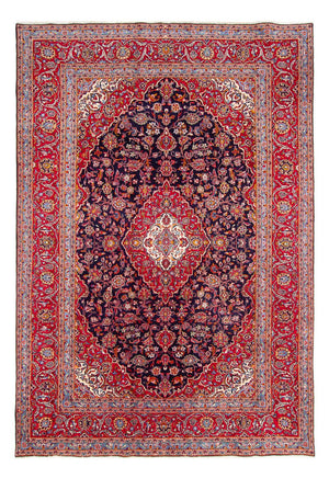 Alfombra persa - Keshan - 353 x 246 cm - azul oscuro
