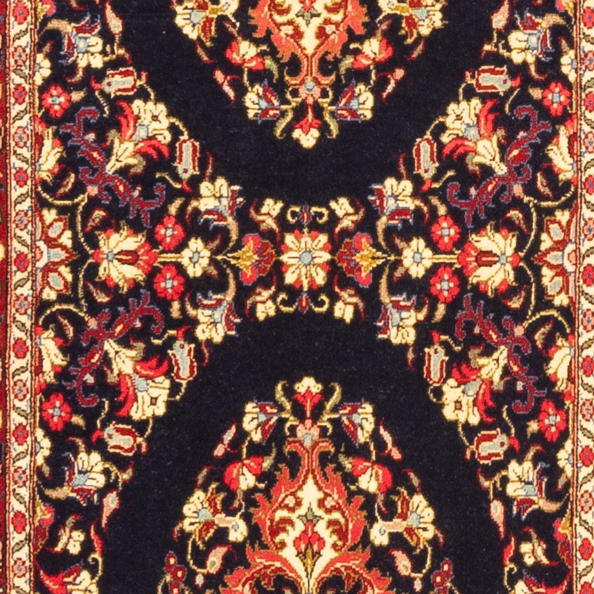 Alfombra de pasillo Alfombra persa - Ghom - 217 x 63 cm - azul oscuro