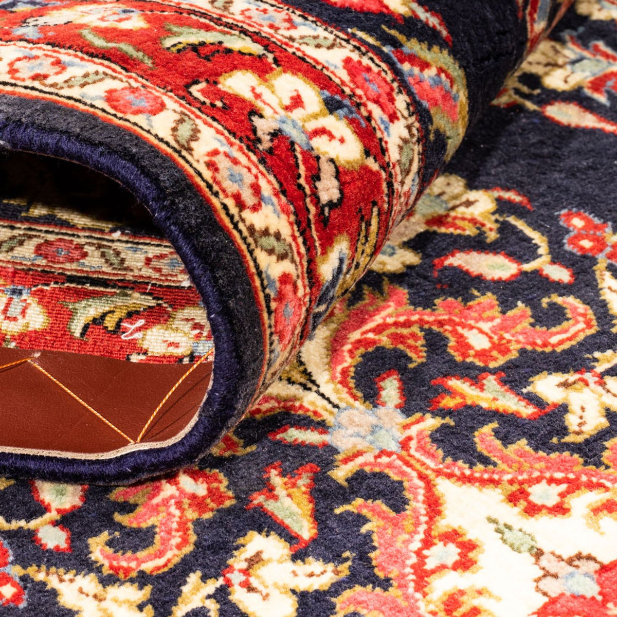 Alfombra de pasillo Alfombra persa - Ghom - 217 x 63 cm - azul oscuro