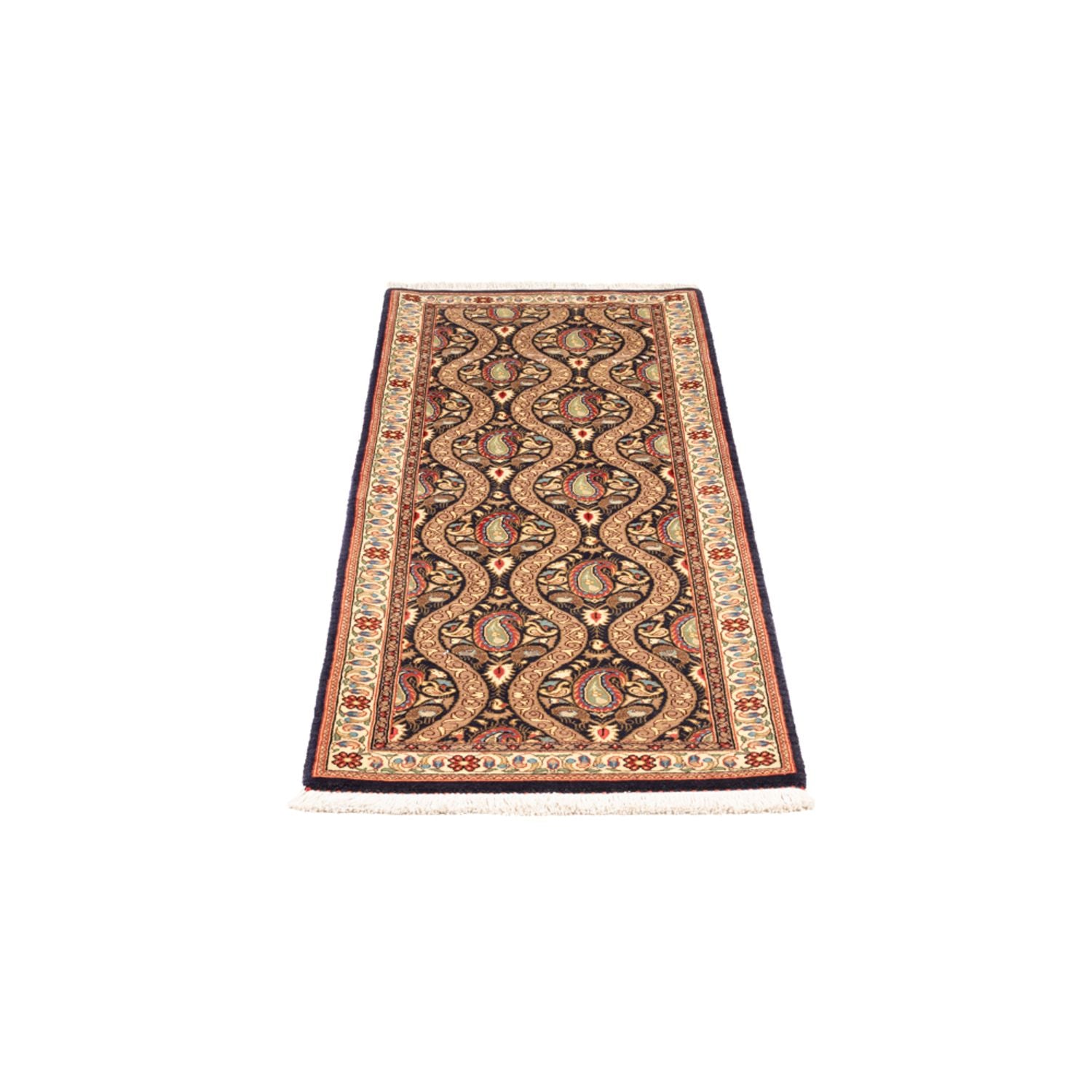 Alfombra de pasillo Alfombra persa - Ghom - 160 x 53 cm - azul oscuro