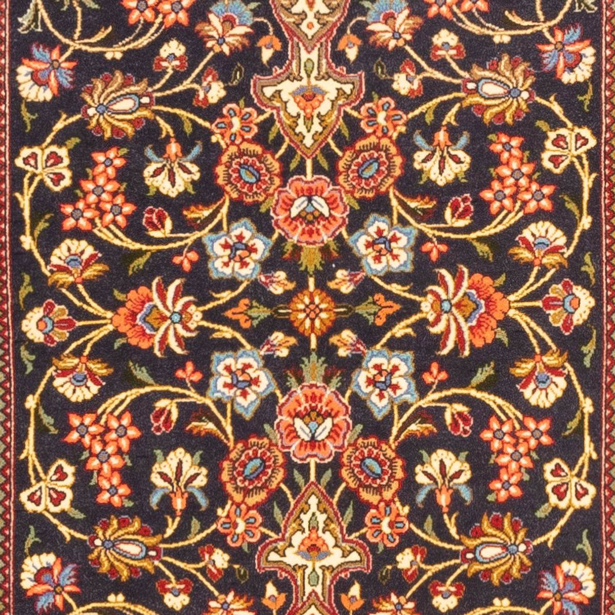 Alfombra de pasillo Alfombra persa - Ghom - 203 x 65 cm - azul oscuro