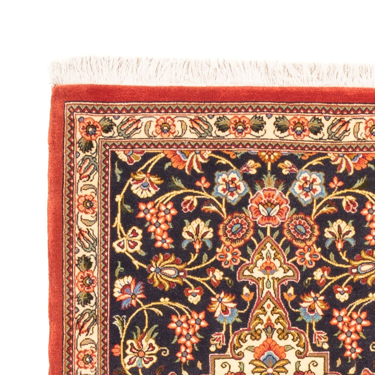 Alfombra de pasillo Alfombra persa - Ghom - 203 x 65 cm - azul oscuro