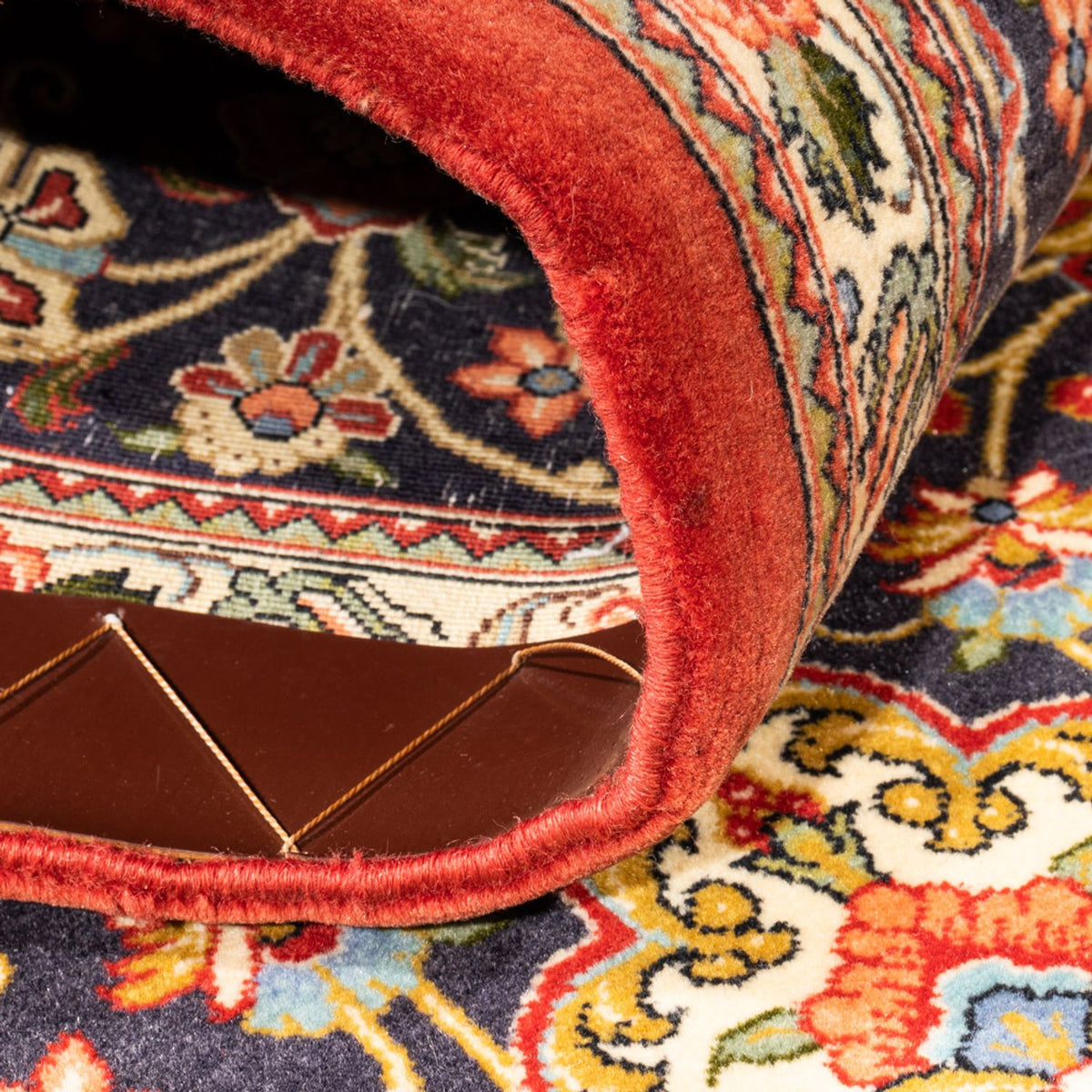 Alfombra de pasillo Alfombra persa - Ghom - 203 x 65 cm - azul oscuro