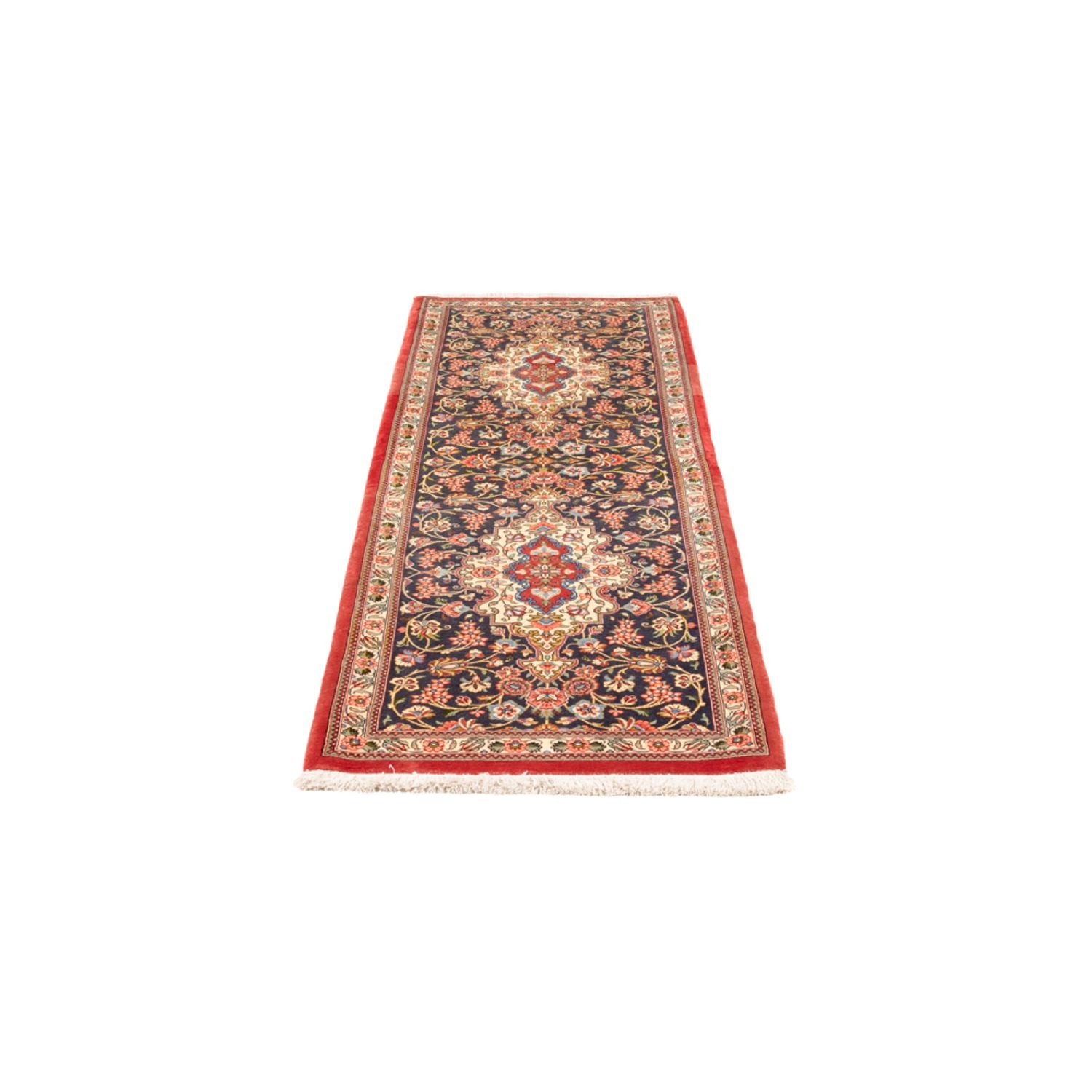 Alfombra de pasillo Alfombra persa - Ghom - 203 x 65 cm - azul oscuro