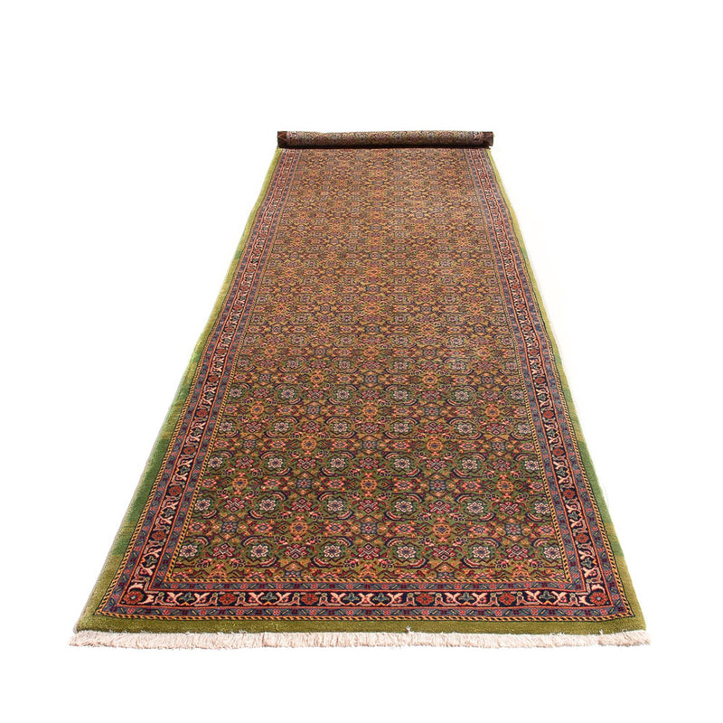 Alfombra de pasillo Alfombra Persa - Tabriz - Real - 377 x 100 cm - verde claro