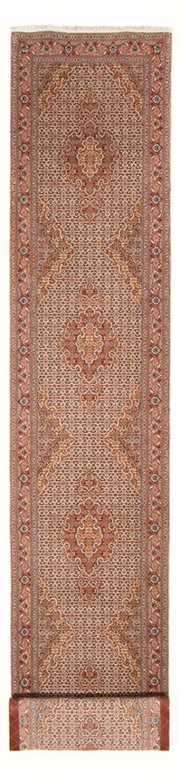 Alfombra de pasillo Alfombra Persa - Tabriz - Real - 407 x 78 cm - beige