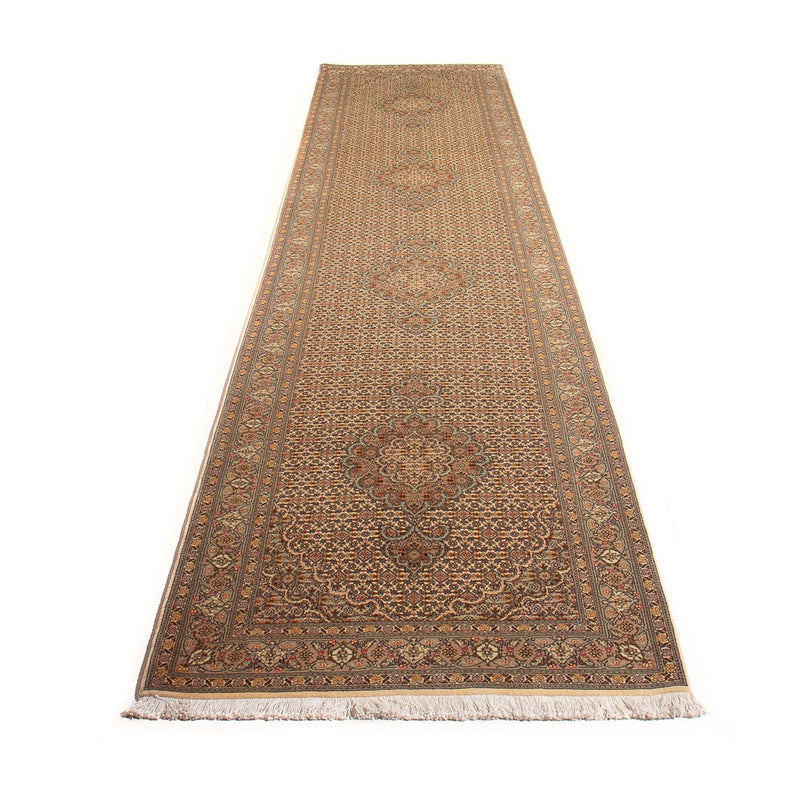 Alfombra de pasillo Alfombra Persa - Tabriz - Real - 393 x 80 cm - beige