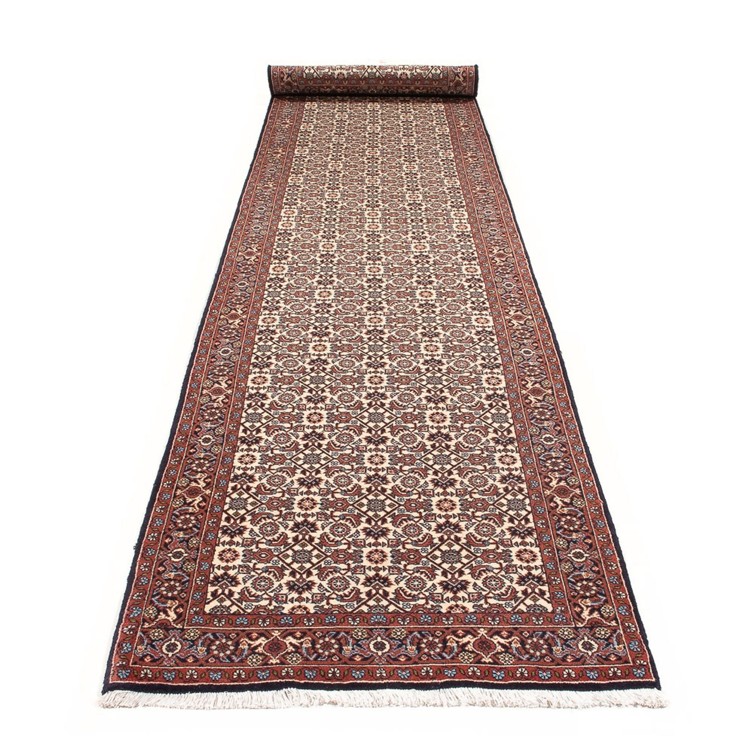 Alfombra de pasillo Alfombra persa - Bidjar - 397 x 85 cm - crema