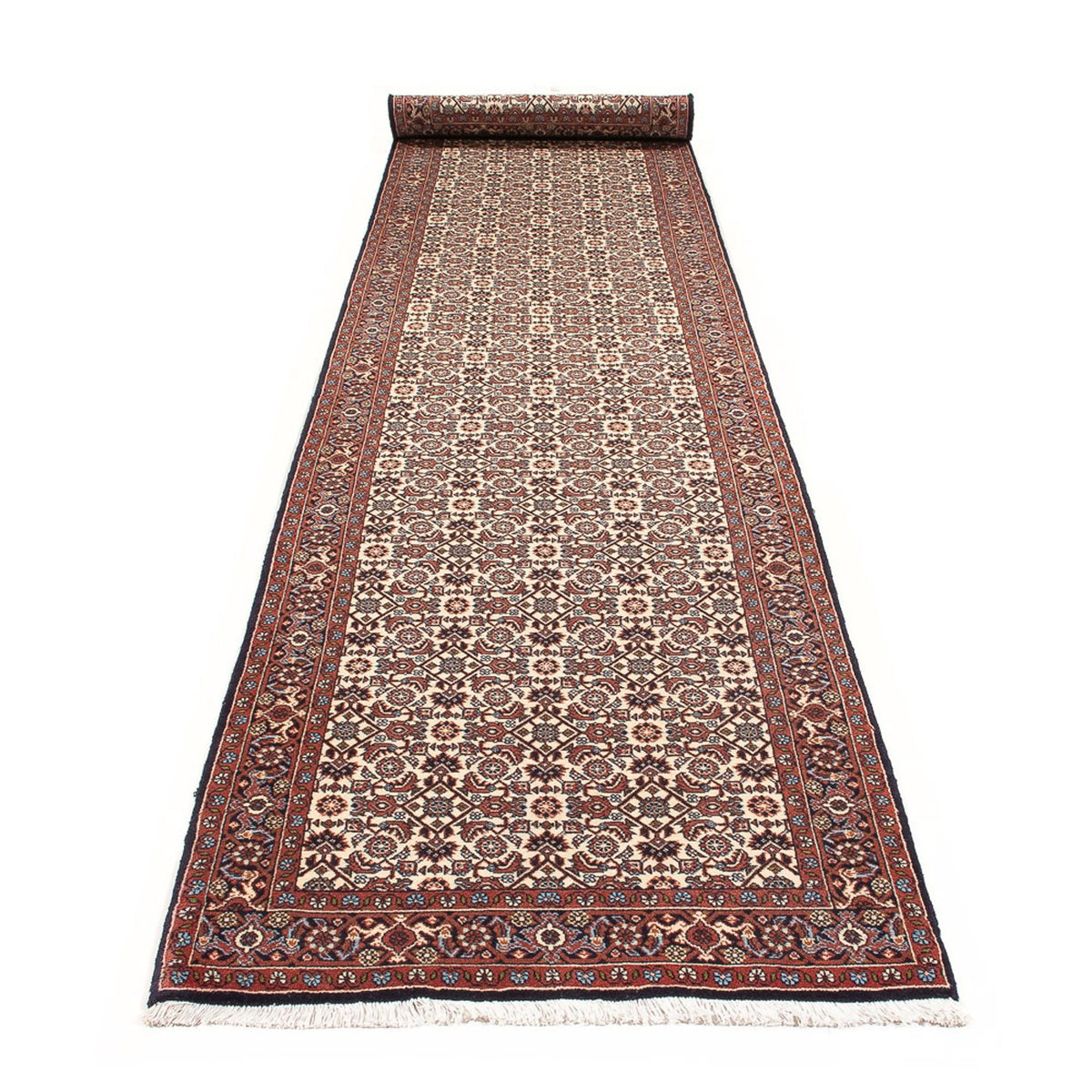 Alfombra de pasillo Alfombra persa - Bidjar - 397 x 85 cm - crema