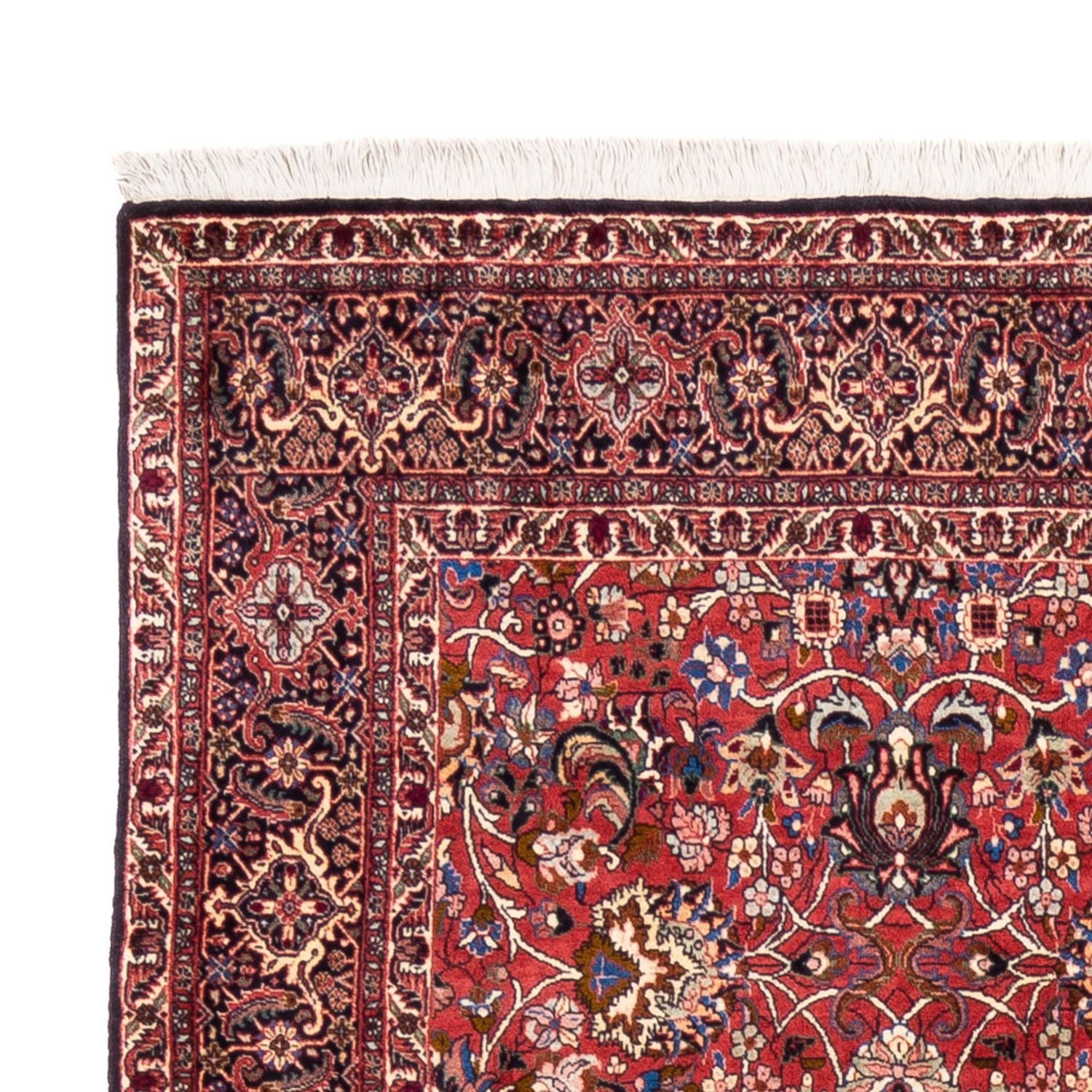 Alfombra persa - Bidjar - 246 x 197 cm - rojo burdeos