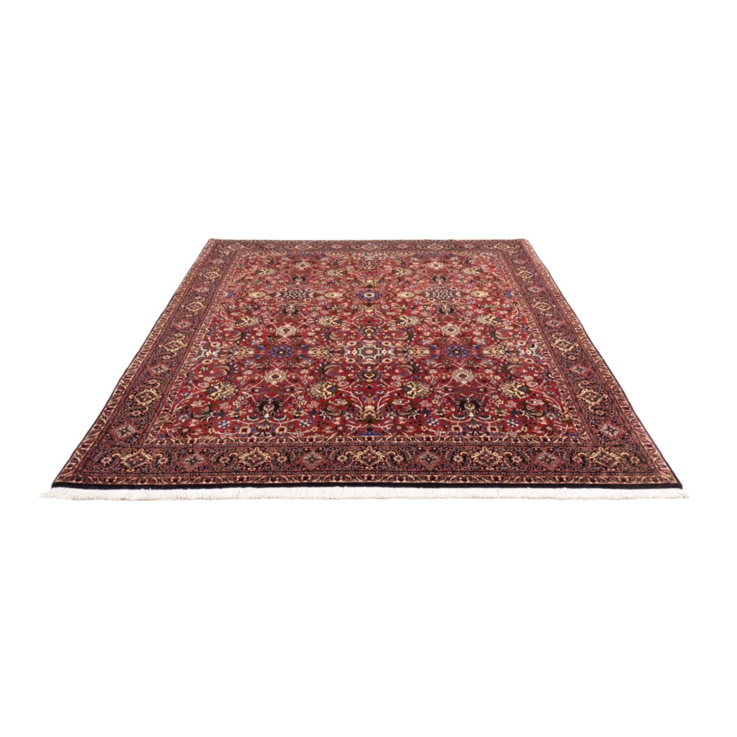 Alfombra persa - Bidjar - 246 x 197 cm - rojo burdeos
