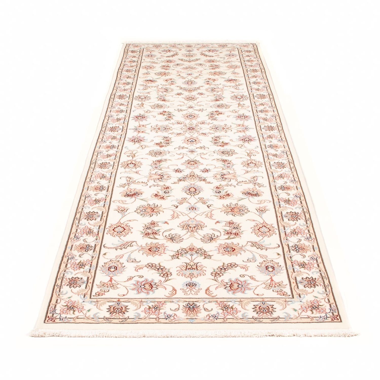 Alfombra de pasillo Alfombra Persa - Tabriz - Real - 295 x 89 cm - crema