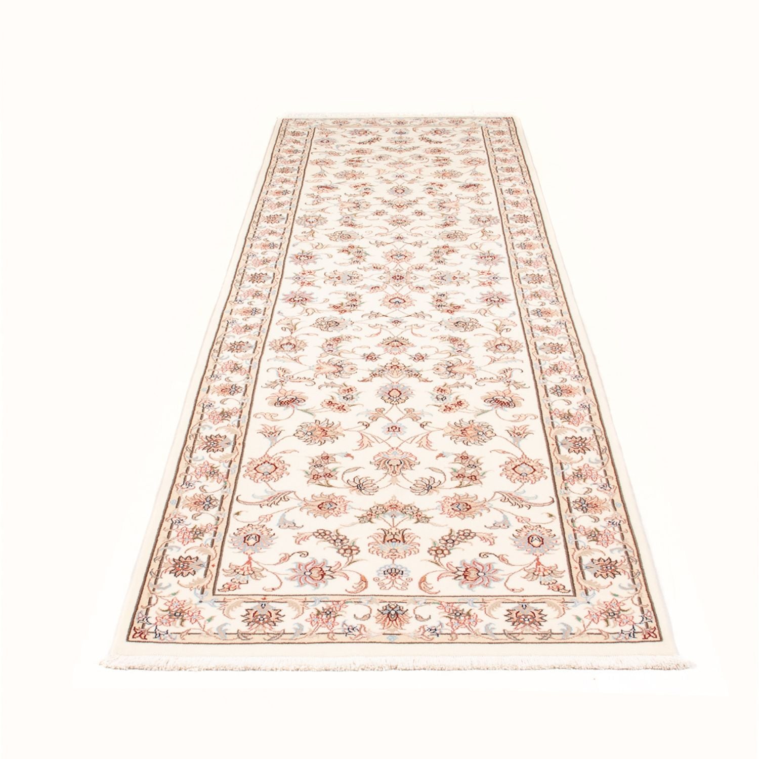Alfombra de pasillo Alfombra Persa - Tabriz - Real - 294 x 89 cm - crema