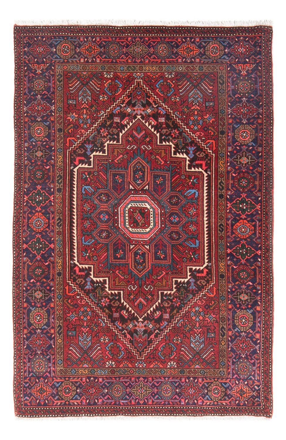 Alfombra persa - Nómada - 125 x 78 cm - rojo oscuro