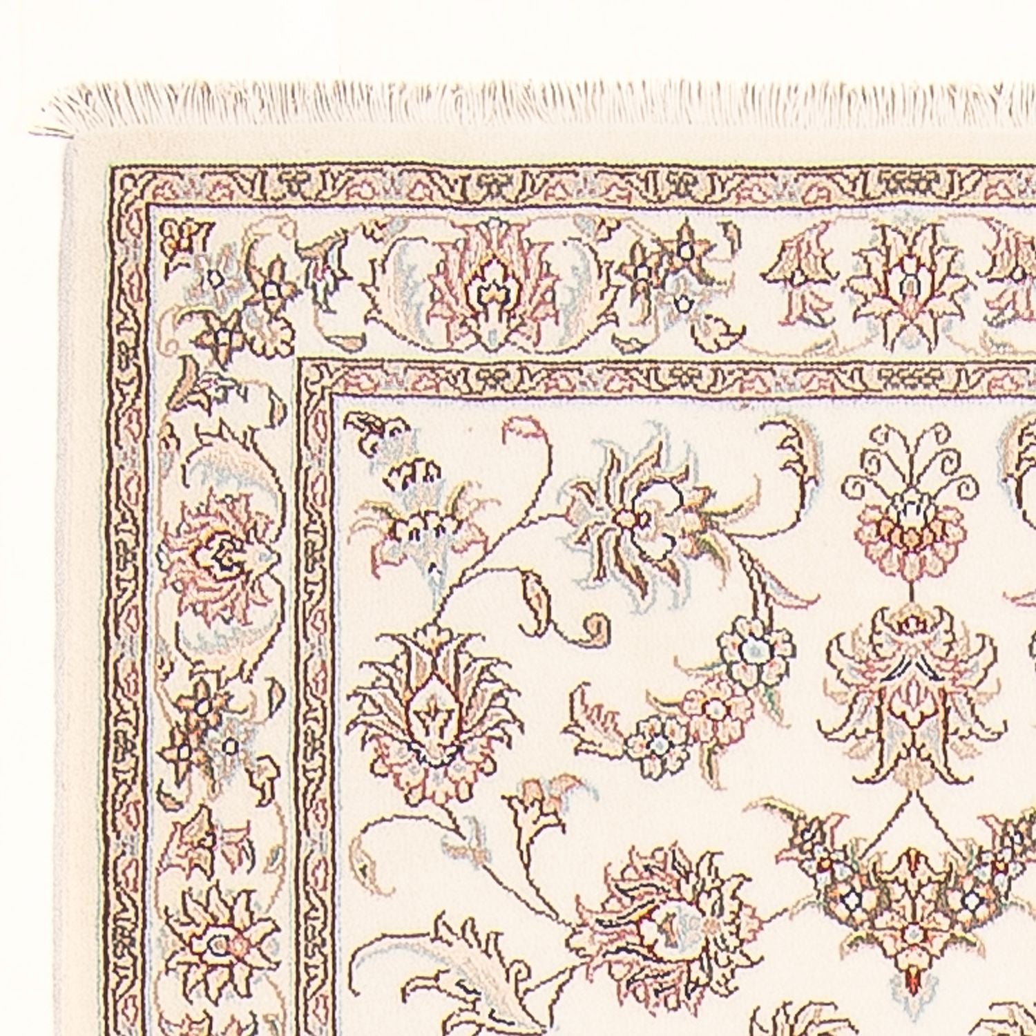 Alfombra de pasillo Alfombra Persa - Tabriz - Real - 298 x 91 cm - crema